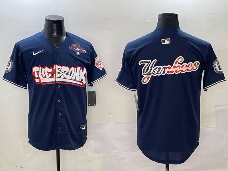 Men New York Yankees Blank Drak Blue four generations Joint Name 2025 Nike MLB Jersey style 7
